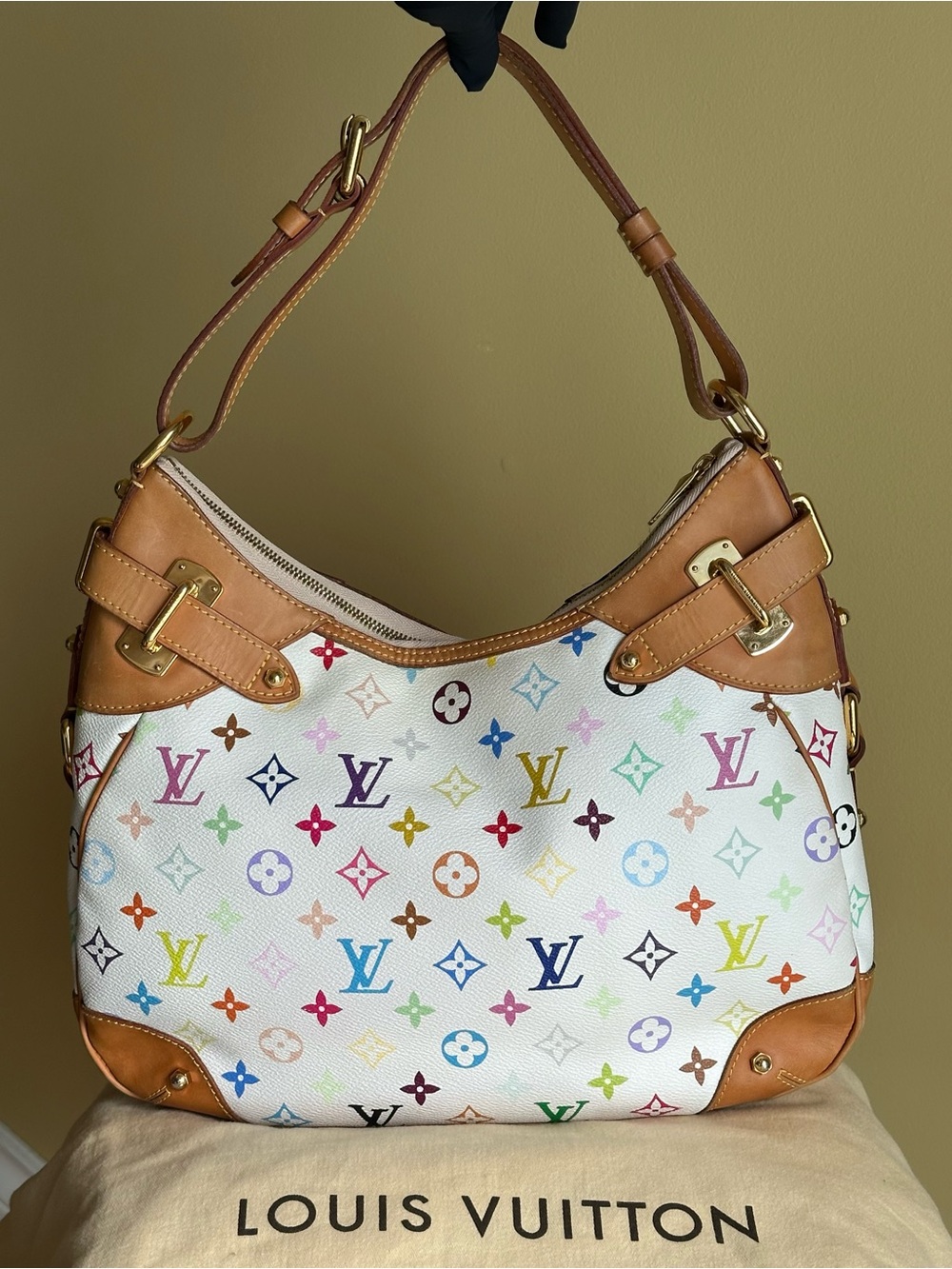 Louis Vuitton Murakami Greta Monogram White Hobo Shoulder Bag